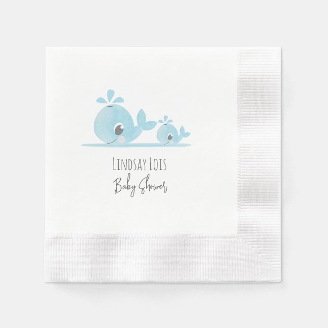 Servilleta De Papel Cute Mom Whale Baby Whale Baby Shower (Anverso)