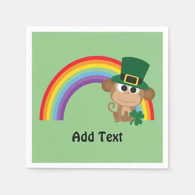 Servilleta De Papel Cute Monkey Leprechaun (Anverso)