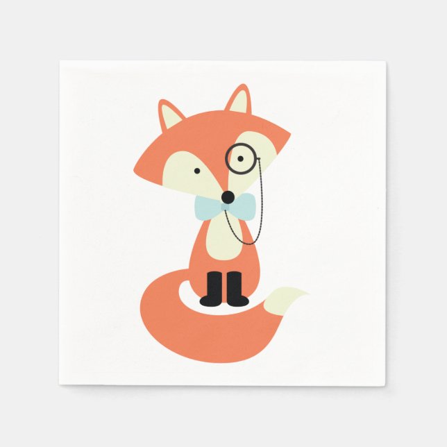 Servilleta De Papel Cute Monocle Hipster Red Fox (Anverso)