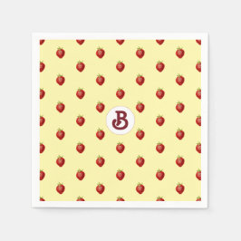 Servilleta De Papel Cute Monograma de Fresa y Crema para Chicas