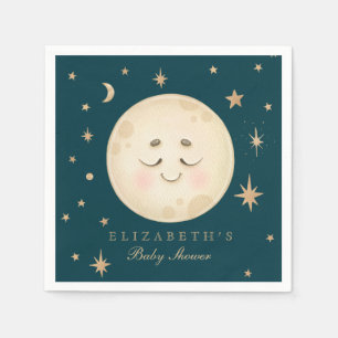 Servilleta De Papel Cute Moon y Star Navy Baby Shower