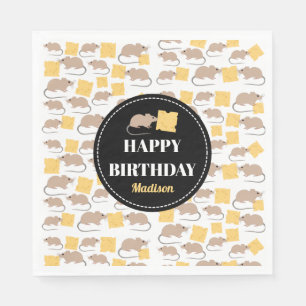 Servilleta De Papel Cute Mouse Rodent comiendo queso cumpleaños