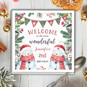 Servilleta De Papel Cute Muñeco de Nieve Invierno Navidad Segundo Cump