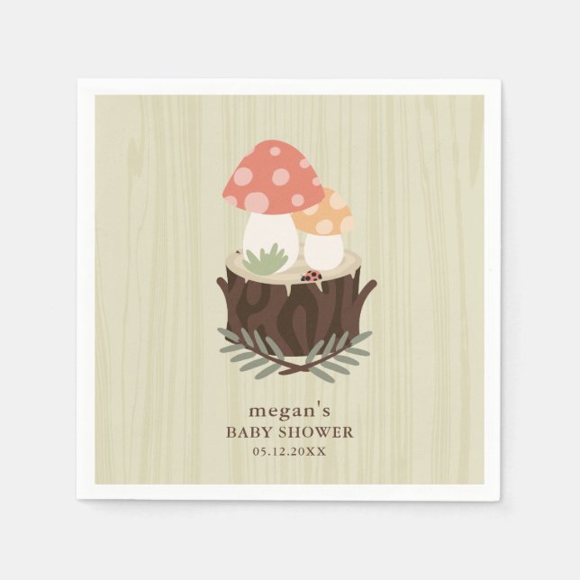 Servilleta De Papel Cute Mushroom Baby Shower Napkin (Anverso)