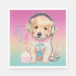 Servilleta De Papel Cute Music Love Golden Retriever Personalizado