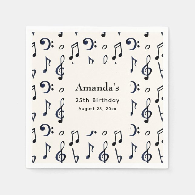 Servilleta De Papel Cute Musical Notes Pattern Birday (Anverso)