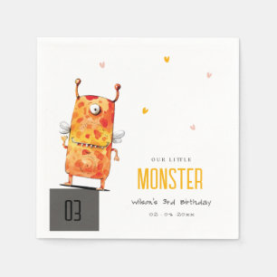 Servilleta De Papel Cute Naranja Amarillo Monstruo Oído Niños Cumpleañ