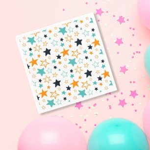 Servilleta De Papel Cute Naranja Black Verde azulada Stars Pattern Kid