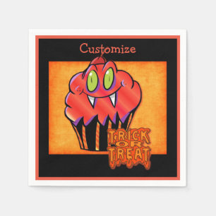 Servilleta De Papel Cute Naranja de Halloween Vampiros Cupcake Napkins