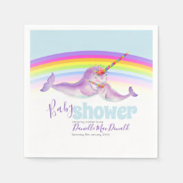 Servilleta De Papel Cute narwhal rainbow baby ducha