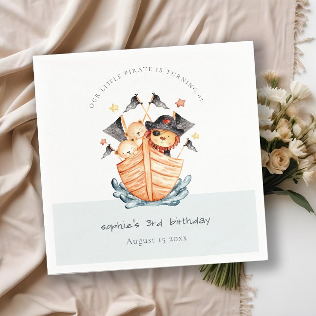 Servilleta De Papel Cute Nautical Pirate Barco de León Niños Cubo Cump (Subido por el creador)