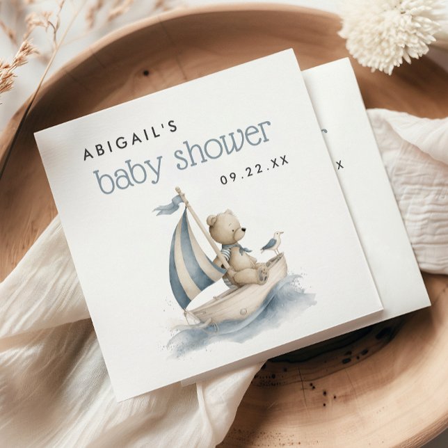 Servilleta De Papel Cute Nautical Teddy Bear Boys Baby Shower (Subido por el creador)