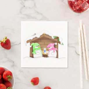 Servilleta De Papel Cute Navidad Muñeco de Nieve Pesebre