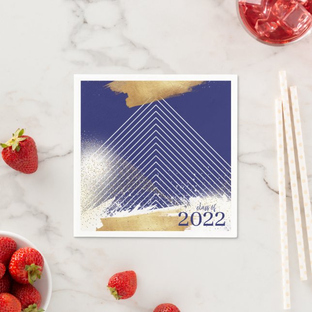 Servilleta De Papel Cute Navy & Gold Framed Graduation Party Napkins (In situ)