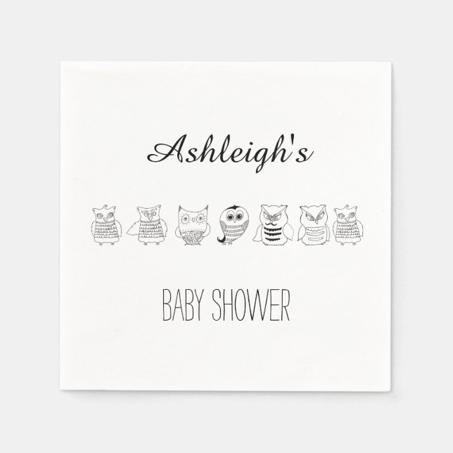 Servilleta De Papel Cute Night Owls Baby Shower (Anverso)