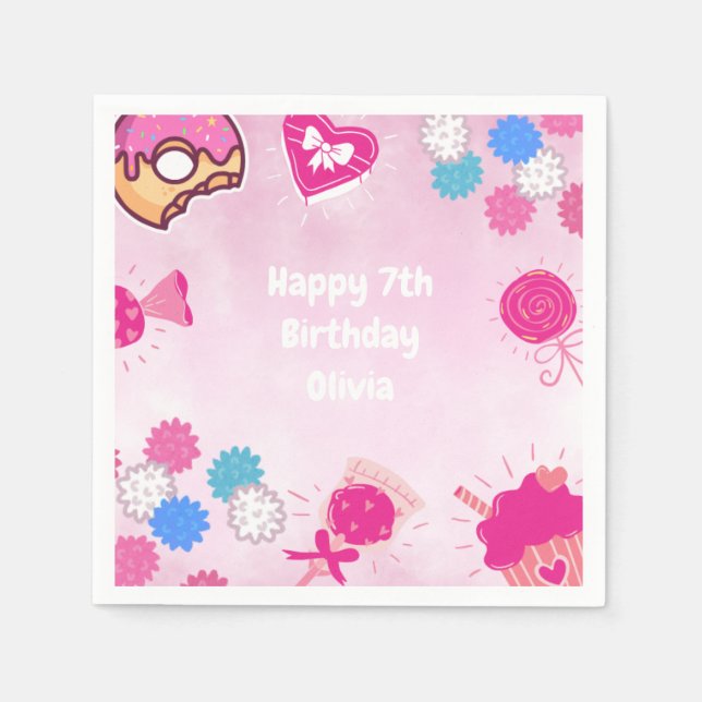 Servilleta De Papel Cute Niños Fiesta de cumpleaños Napkin (Anverso)