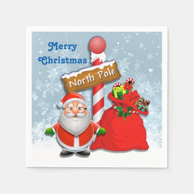Servilleta De Papel Cute North Pole Santa Napkin (Anverso)