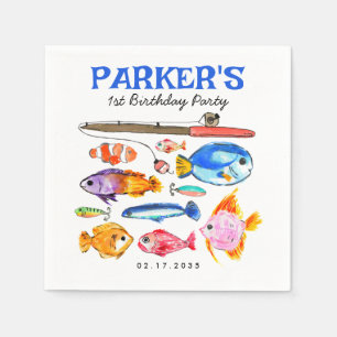 Servilleta De Papel Cute O-Fish-al Reel Fun Gone Fish Pescado Cumpleañ