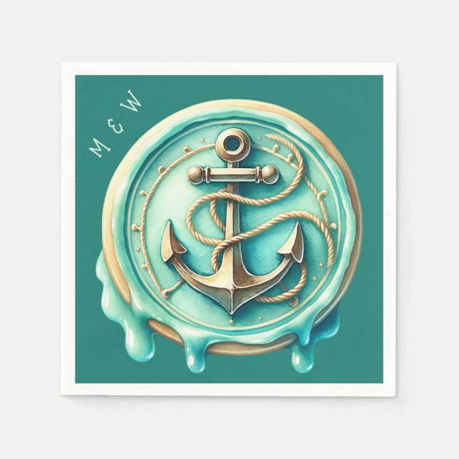 Servilleta De Papel Cute Ocean Anchor Personalizado (Anverso)