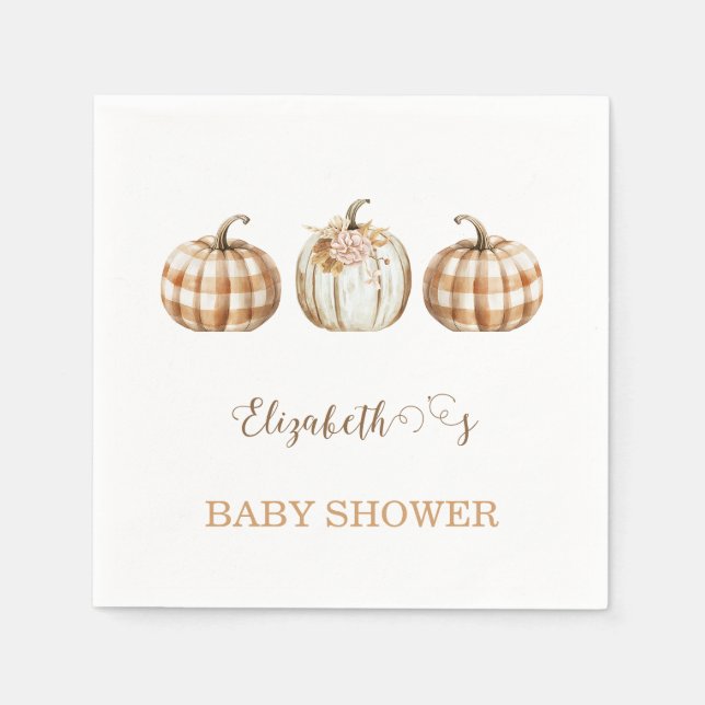 Servilleta De Papel Cute Orange Little Pumpkin Baby Shower  (Anverso)