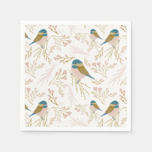 Servilleta De Papel Cute Oro Rosa Pollito Corazón Floral