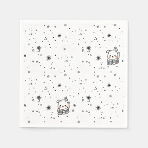Servilleta De Papel Cute Oso Polar Copo de Nieve de Invierno
