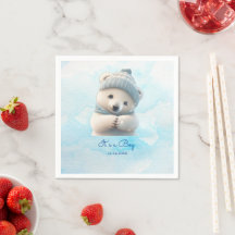 Cute oso Polar Invierno Azul Baby Shower Su Niño