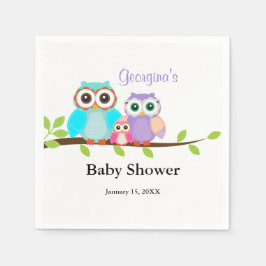 Servilleta De Papel Cute Owl Family Chica Baby Shower Napkins