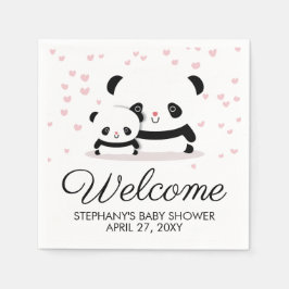 Servilleta De Papel Cute Panda Baby Shower Welcome Napkins