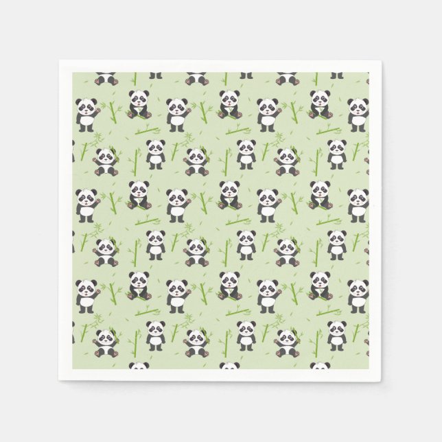 Servilleta De Papel Cute Panda Bear Bamboo Kawaii Animals Pattern (Anverso)