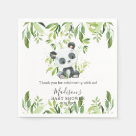 Servilleta De Papel Cute Panda Greenery Bamboo Baby Shower Cumpleaños