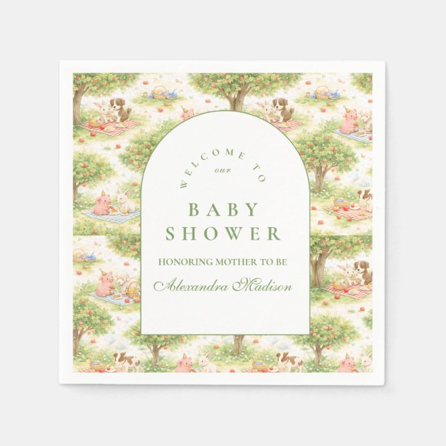 Servilleta De Papel Cute Pastel Barnyard Celebration Baby Shower (Anverso)