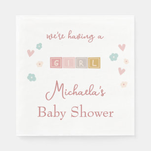 Servilleta De Papel Cute Pastel Bloques Chica Baby Shower