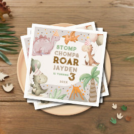 Servilleta De Papel Cute Pastel Dinosaur Birthday Party 