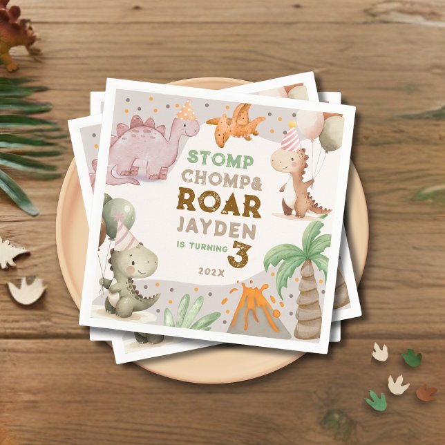 Servilleta De Papel Cute Pastel Dinosaur Birthday Party  (Subido por el creador)