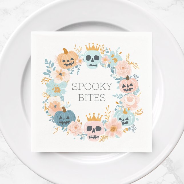 Servilleta De Papel Cute Pastel Halloween Fall Spooky Floral Moderno (Cute Pastel Halloween Fall Spooky Floral Modern Napkins)
