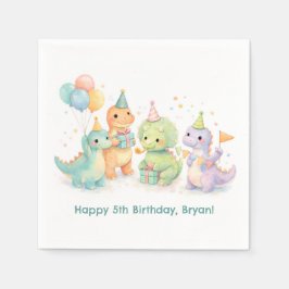 Servilleta De Papel Cute Pastel Watercolor Dinosaurs Birthday