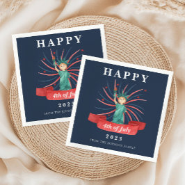 Servilleta De Papel Cute Patriótico Rojo Blanco y Azul 4 de Julio