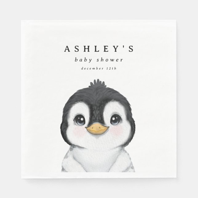 Servilleta De Papel Cute Penguin Winter Baby Shower (Anverso)