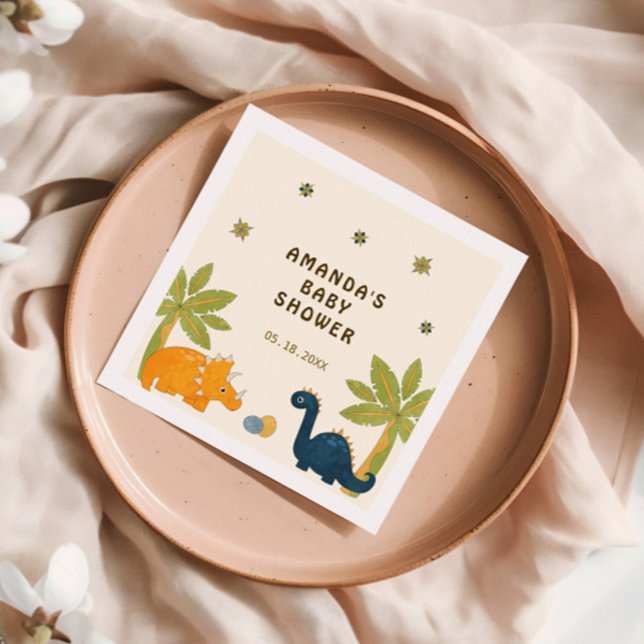 Servilleta De Papel Cute Personalizado Dinosaur Baby Shower (Subido por el creador)