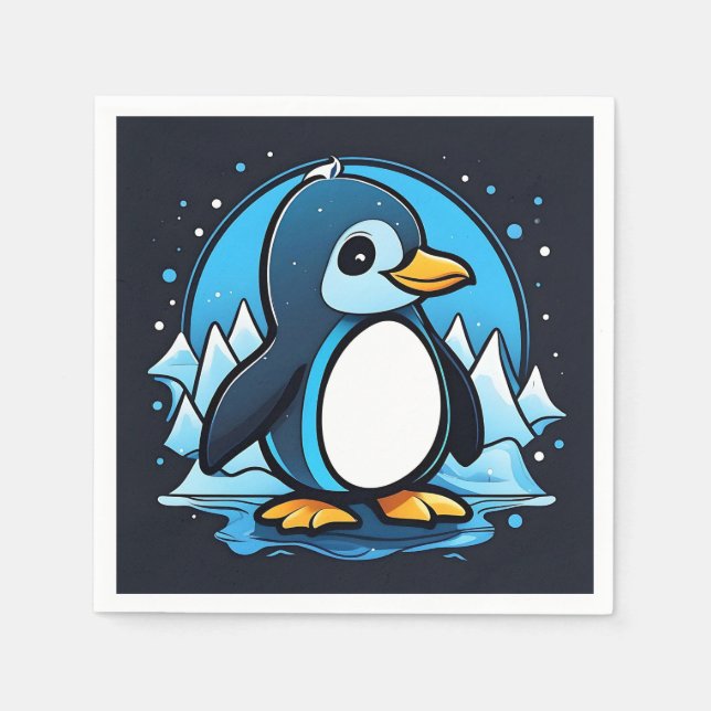 Servilleta De Papel Cute Personalizado Penguin Cold (Anverso)