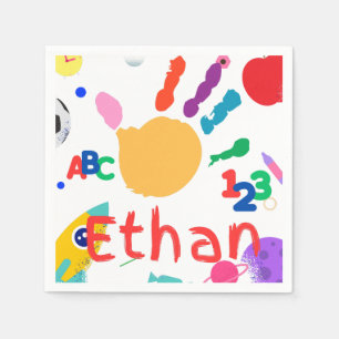 Servilleta De Papel Cute Personalized Kid's ABC Hand Paint 123