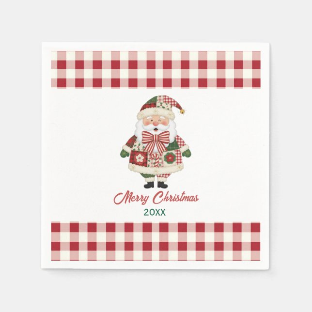 Servilleta De Papel Cute Personalized Santa Christmas Holiday (Anverso)