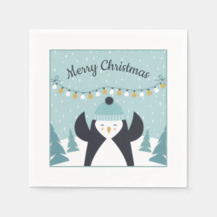 Servilleta De Papel Cute pingüino arte de invierno Feliz Navidad