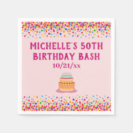 Servilleta De Papel Cute Pink Birday Party Colorful Confetti