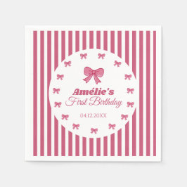 Servilleta De Papel Cute Pink Bow Girl First Birthday 
