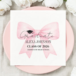 Servilleta De Papel Cute Pink Bow Graduation Cap Graduate
