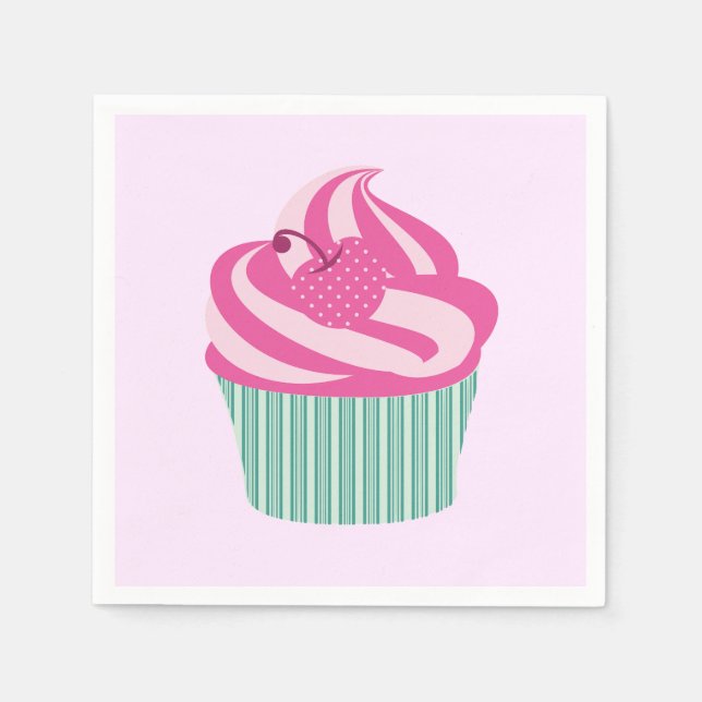 Servilleta De Papel Cute Pink Cupcake Pastel Pink (Anverso)
