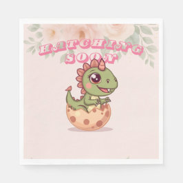 Servilleta De Papel Cute Pink Dino Hatching Soon
