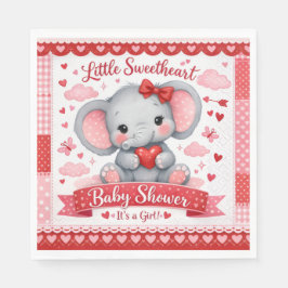Servilleta De Papel Cute Pink Elephant Baby Shower Welcome Sign